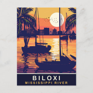 Carte Postale Biloxi, Coucher de soleil sur le fleuve Mississipp
