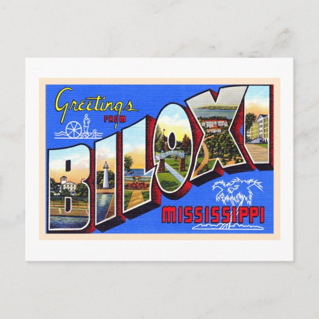Carte postale Biloxi Mississippi Vintage (Devant)