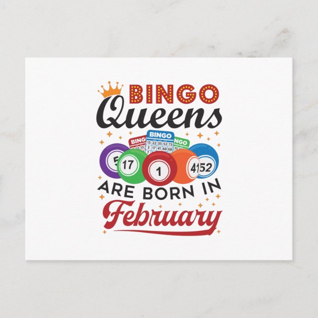 Carte Postale Bingo Queens Are Born in Février (Devant)