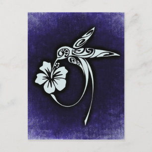 Carte Postale Bird Motif en bleu