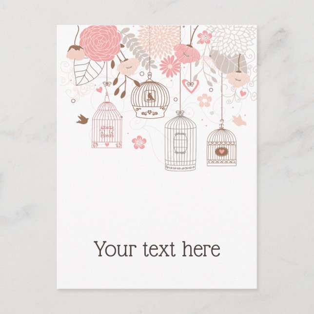 Carte Postale Birdcages Whimsical Personnalisé (Devant)