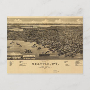 Carte Postale Bird's Eye View of Seattle, Washington (1884)