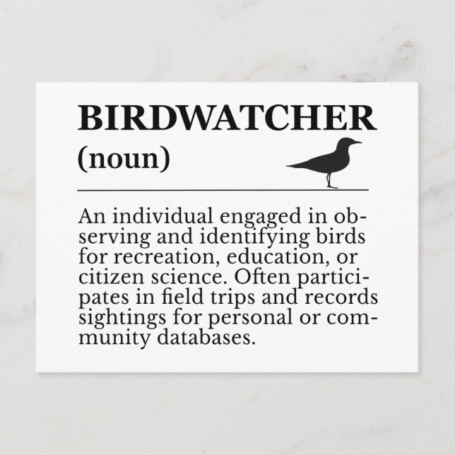 Carte Postale Birdwatcher Definition Observation Identification (Devant)