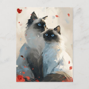 Carte Postale Birman Cats Saint Valentin