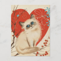 Birman Chat vintage Saint Valentin