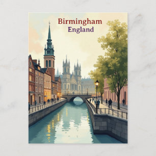 Carte Postale Birmingham Angleterre Voyage vintage aquarelle ar