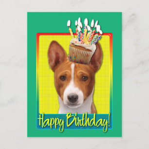 Carte Postale Birthday Cupcake - Basenji