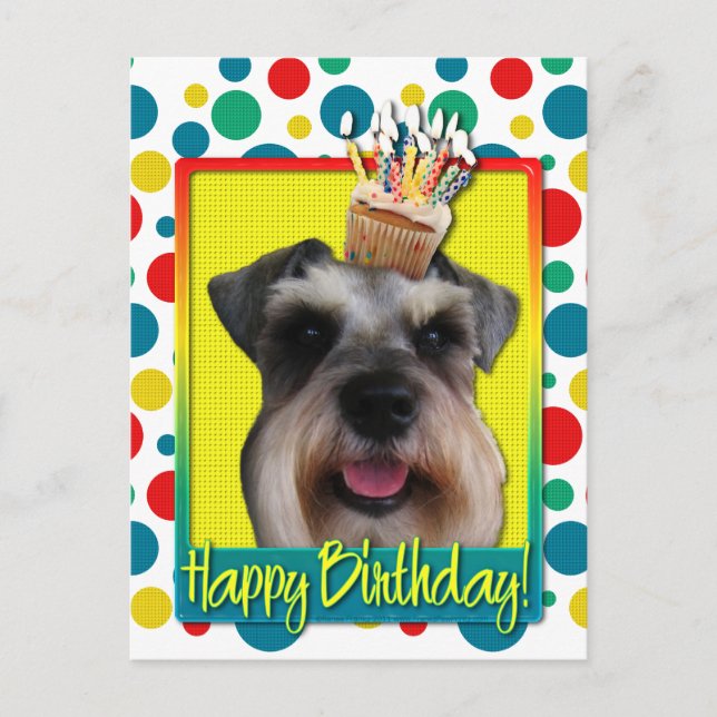 Carte Postale Birthday Cupcake - Schnauzer (Devant)