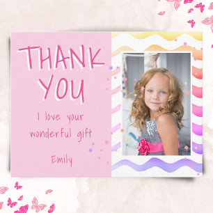 Carte Postale Birthday Thank you Kids Photo Postcard Pink Girl