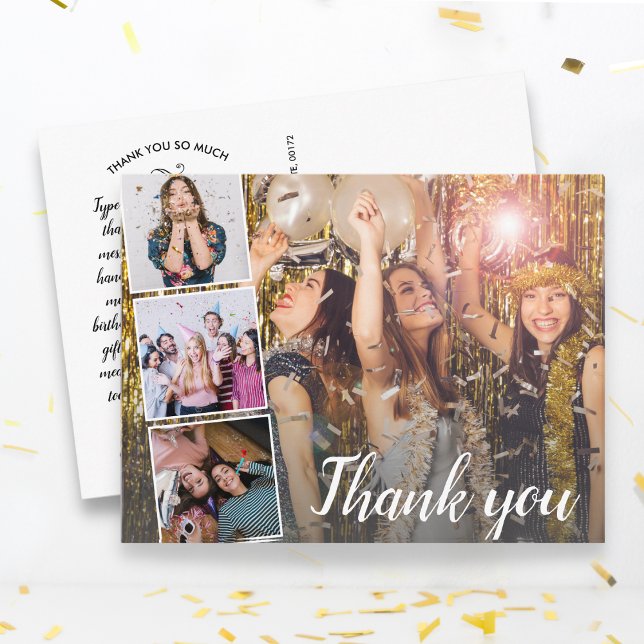 Carte Postale Birthday Thank You Photo Collage Any Year (Créateur téléchargé)