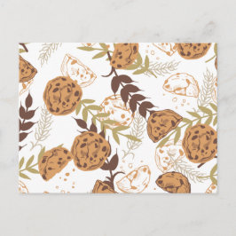Carte Postale biscuits à puce chocolat motif blanc ver