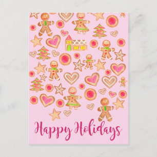 Carte Postale Biscuits de Noël aquarelle au gingembre