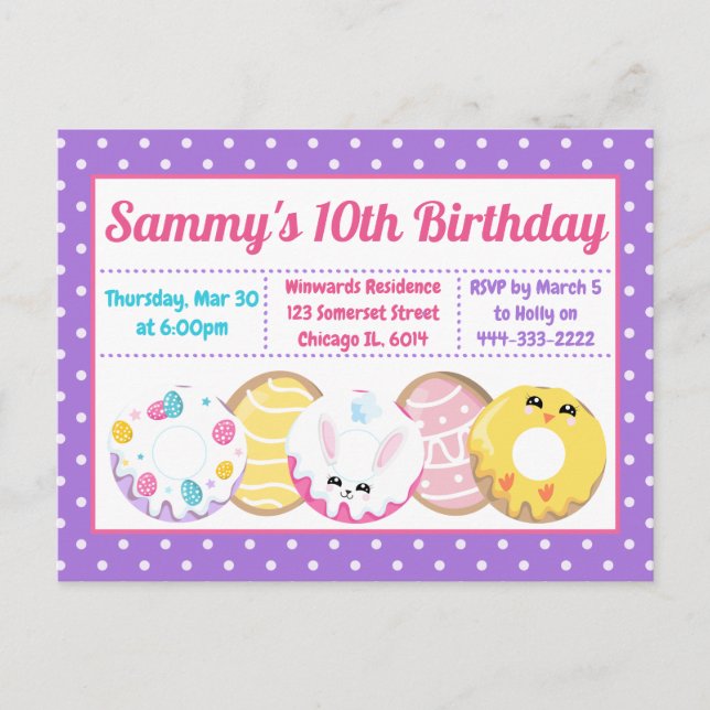 Carte Postale Biscuits de Pâques Donuts et sucreries Anniversair (Devant)