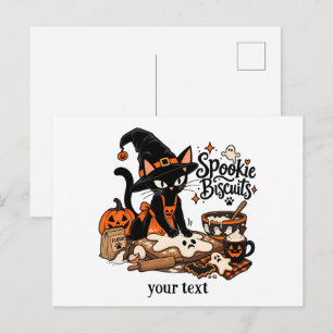 Carte Postale Biscuits Spookie Sorcière Chat Noir Cuisine Hallow