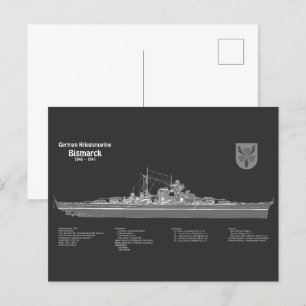 Carte Postale Bismarck - Plan directeur du navire de guerre PD