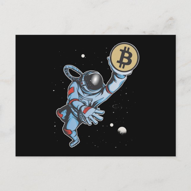 Carte Postale Bitcoin à l'astronaute de lune (Devant)
