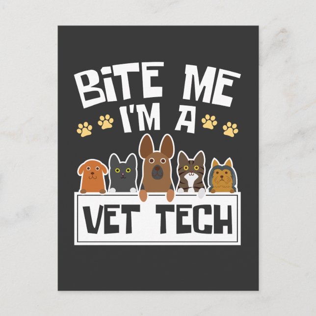Carte Postale Bite Me Je suis Vet Tech Funny Vétérinaire Technic (Devant)