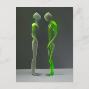 Carte Postale Bizarre Mystérieux Gens Verts