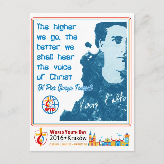 CARTE POSTALE BL PIER GIORGIO FRASSATI JOUR MONDIALE DE LA JEUNE (Devant)