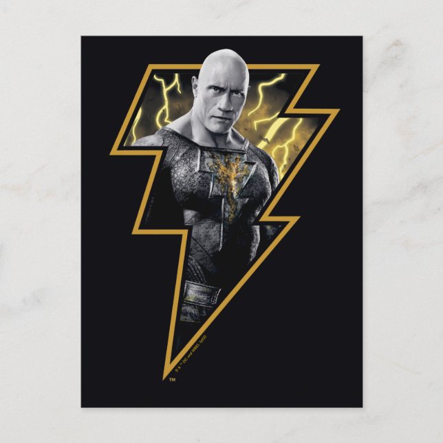 Carte Postale Black Adam Gray and Gold Lightning Graphic (Devant)