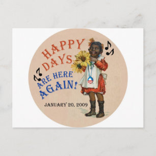 Carte Postale Black Americana Obama Joyeux Days Are Here Again