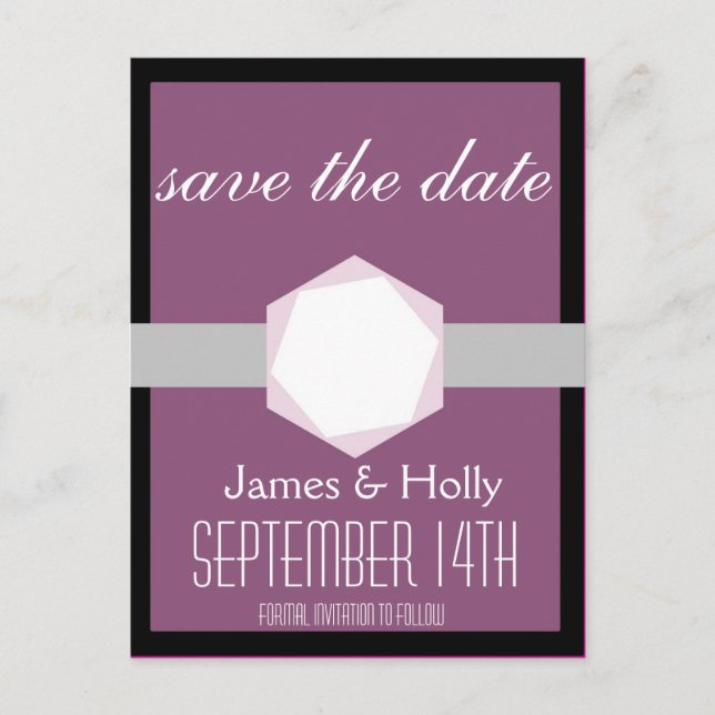 Carte postale 'Black and Orchid Save the Date' (Devant)