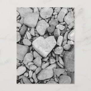 Carte Postale black and white heart rock
