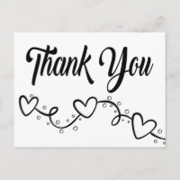 Black and White Thank You Heart Wedding Party