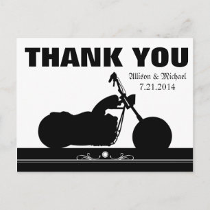 Carte Postale Black Blanc Motorcycle Biker Silhouette Merci