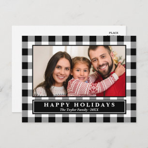 Carte Postale Black Buffalo Plaid Photo Holiday