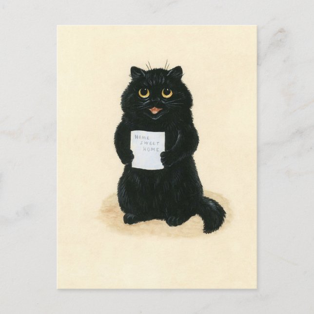 Carte Postale Black Cat Home Sweet Home Secourt Shelter Cute (Devant)