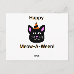 Carte Postale Black Cat Meow-A-Ween