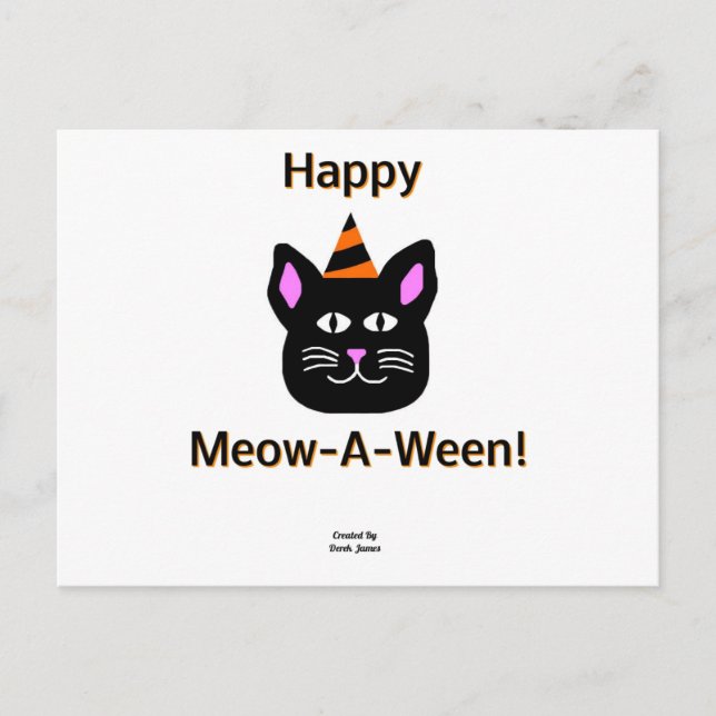 Carte Postale Black Cat Meow-A-Ween (Devant)