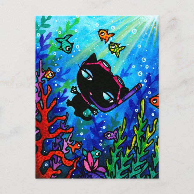 Carte postale Black Cat Scuba Dive Poisson Marine  (Devant)