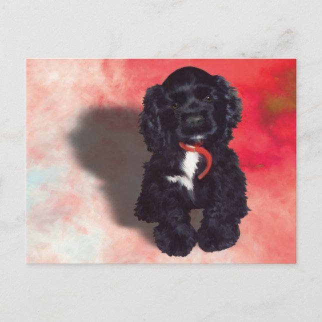 Carte Postale Black Cocker Spaniel Puppy - Abby (Devant)