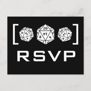 Carte postale Black D20 Dice Gamer RSVP