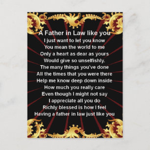 Carte Postale Black design Père en droit Poème
