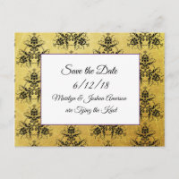 Black Gold Mariage damassé Enregistrer la date Car