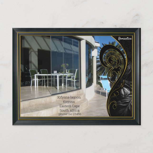 Carte Postale Black Gold Modern géométrique Abstrait (Devant)