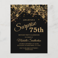 Black Gold String Lights Surprise 75e anniversaire