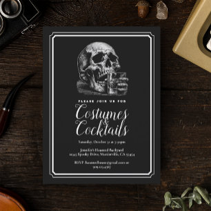 Carte Postale Black Gothique Skull Whiskey Halloween Party