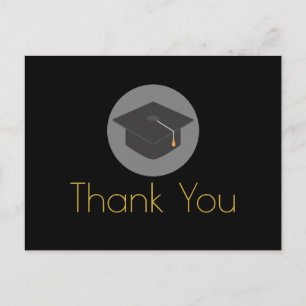 Carte Postale Black Graduation Gold LetteringMerci