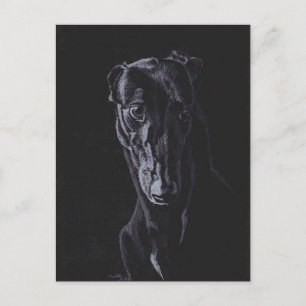 Carte postale Black Greyhound Dog Art
