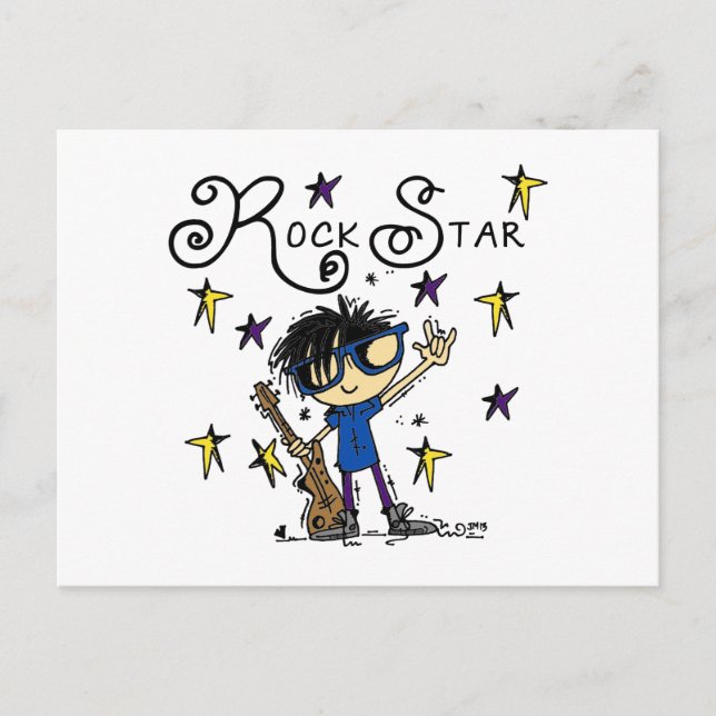 Carte Postale Black Hair Boy Rock Star (Devant)