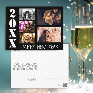 Carte Postale Black Happy New Year 2023 5 Photo Collage