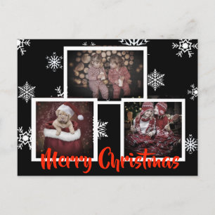 Carte Postale Black Joyeux Noël Flocon de neige photo personnali