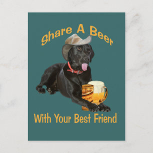 Carte Postale Black Lab Partage Une Bière