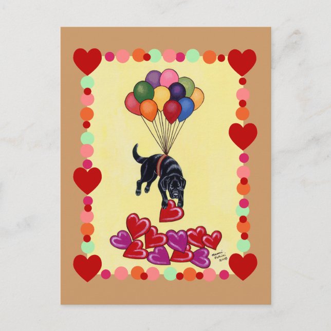 Carte Postale Black Labrador collection LOVE (encadré) (Devant)