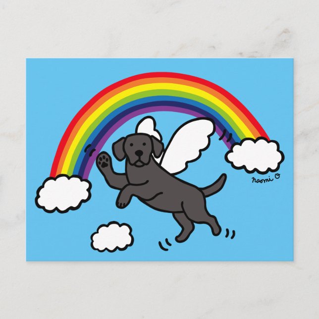 Carte Postale Black Labrador Guardian Angel (Rainbow Bridge) (Devant)
