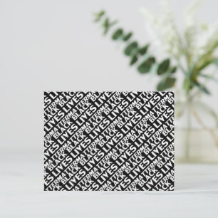 Carte Postale Black Lives Matt noir blanc typographie motif
